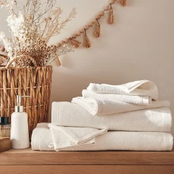 Drap de douche en bouclettes de coton bio - blanc ventoux 70x130cm