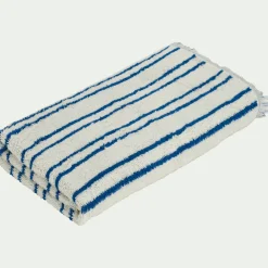 Drap de douche en coton à rayures 70x140cm - bleu