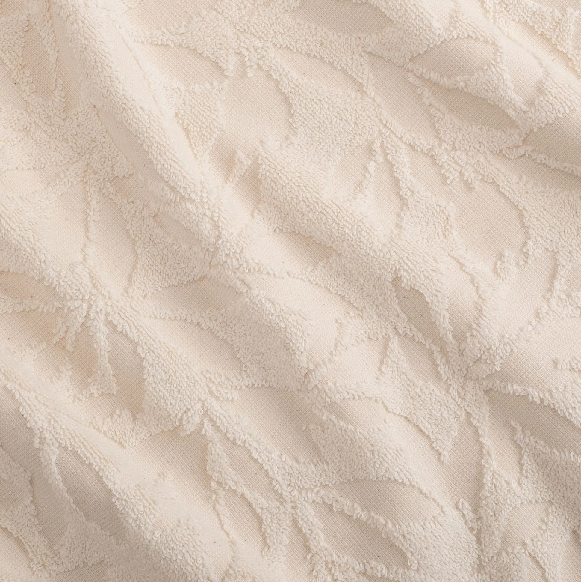 Drap de douche en coton motif floral 70x140cm - blanc écru