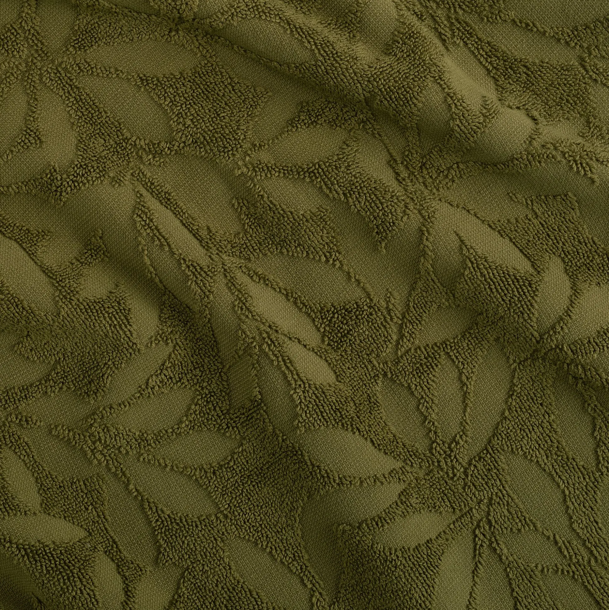 Drap de douche en coton motif floral 70x140cm - vert mousse