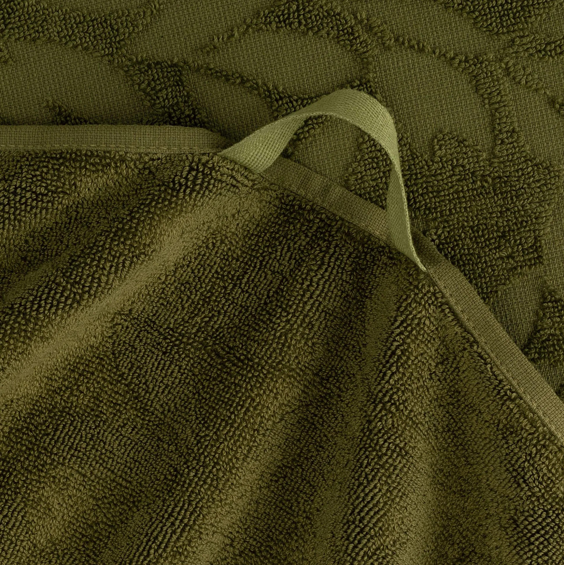 Drap de douche en coton motif floral 70x140cm - vert mousse