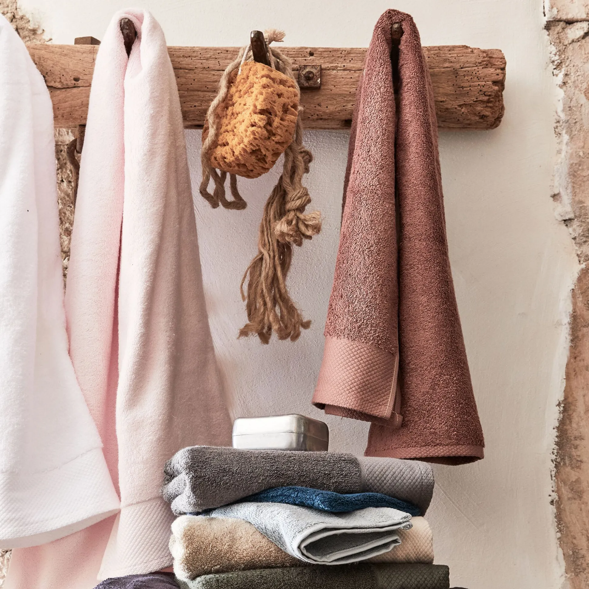 Drap de douche en coton peigné - rose simos 70x140cm