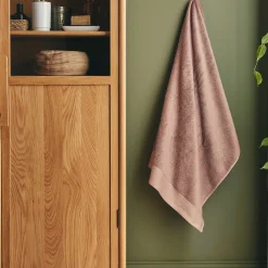 Drap de douche en coton peigné - brun rhassoul 70x140cm