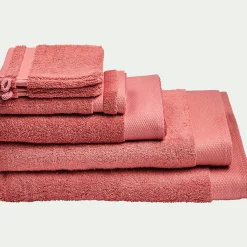 Drap de douche en coton peigné - rouge ricin 70x140cm