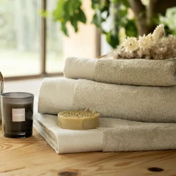 Drap de douche en coton peigné - beige alpilles 70x140cm