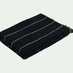 Drap de douche rayé en coton 70x140cm - noir