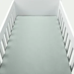 Drap housse bébé en coton bio 70x140+B15cm - vert