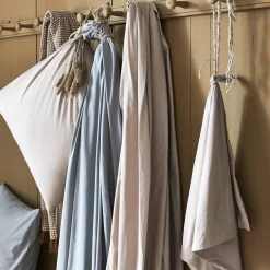 Drap housse en coton 140x200cm B30cm - bleu calaluna