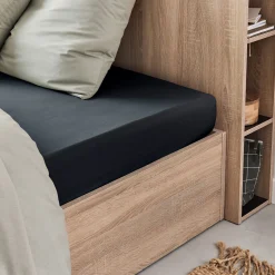 Drap housse en coton 160x200cm B25cm - gris calabrun