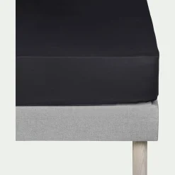 Drap housse en coton 160x200cm B25cm - gris calabrun