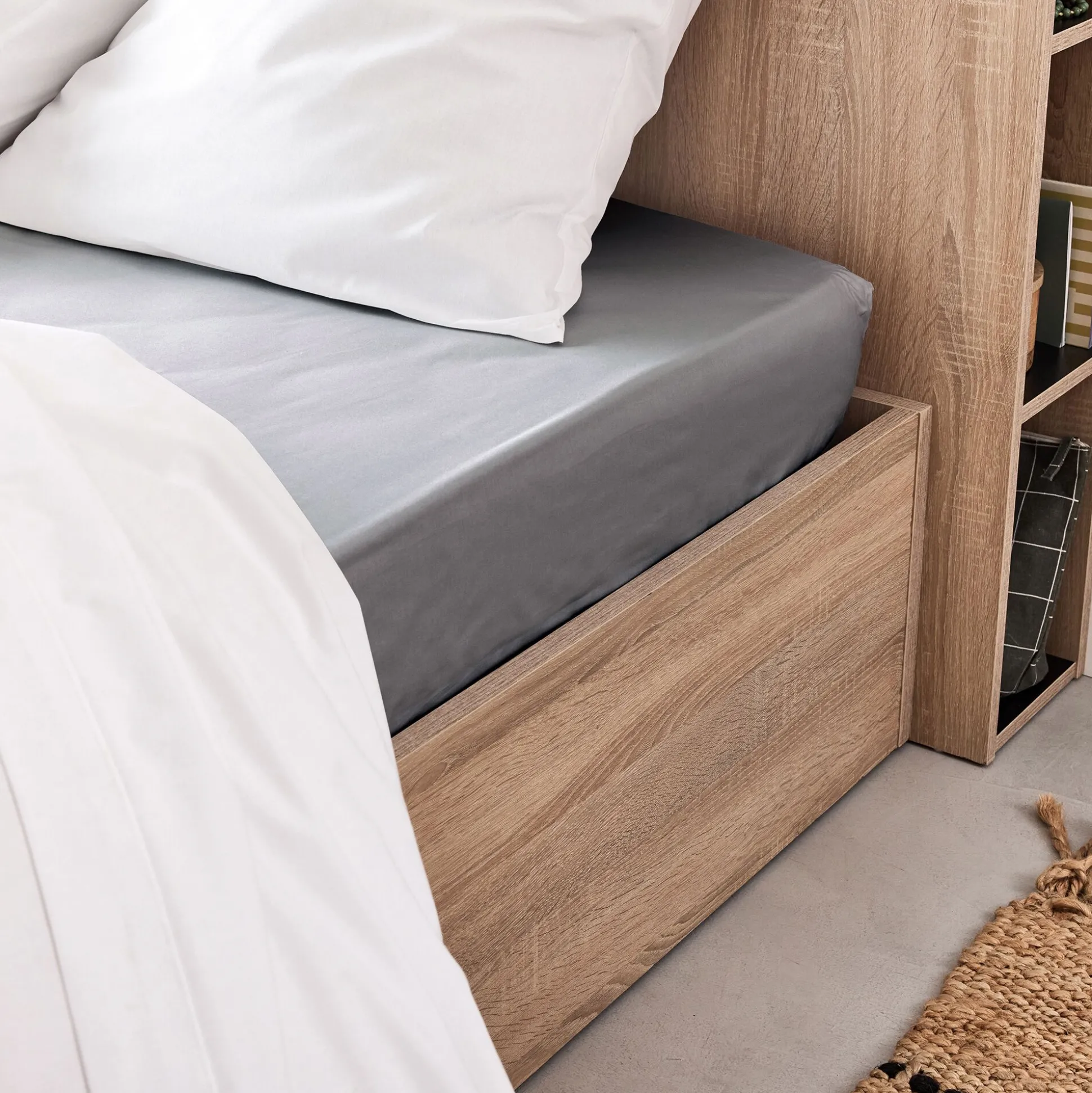 Drap housse en coton 200x200cm B30cm - gris restanque