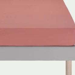 Drap housse en coton 90x200cm b25cm - rouge ricin