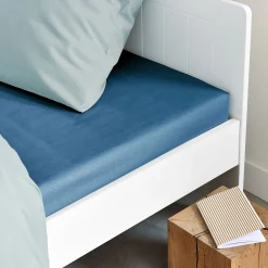 Drap housse en coton 160x200cm B25cm - bleu figuerolles