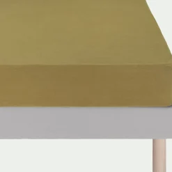 Drap housse en lin lavé 140x200cm B28cm - jaune alep