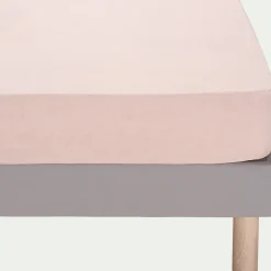 Drap housse en lin lavé 140x200cm B28cm - rose rosa