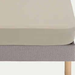 Drap housse en lin lavé 140x200cm B28cm - beige