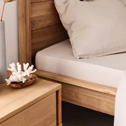 Drap housse en lin lavé 140x200cm B28cm - beige