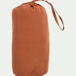 Drap housse en lin lavé 140x200cm B28cm - marron rustrel