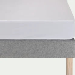 Drap housse en percale de coton 160x200cm B30cm - blanc