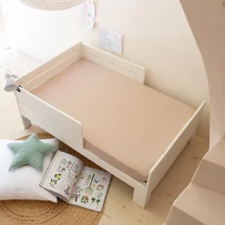 Drap housse enfant en coton 90x140+B15cm - beige alpilles