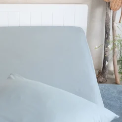 Drap housse enfant en coton 90x200+B20cm - bleu calaluna