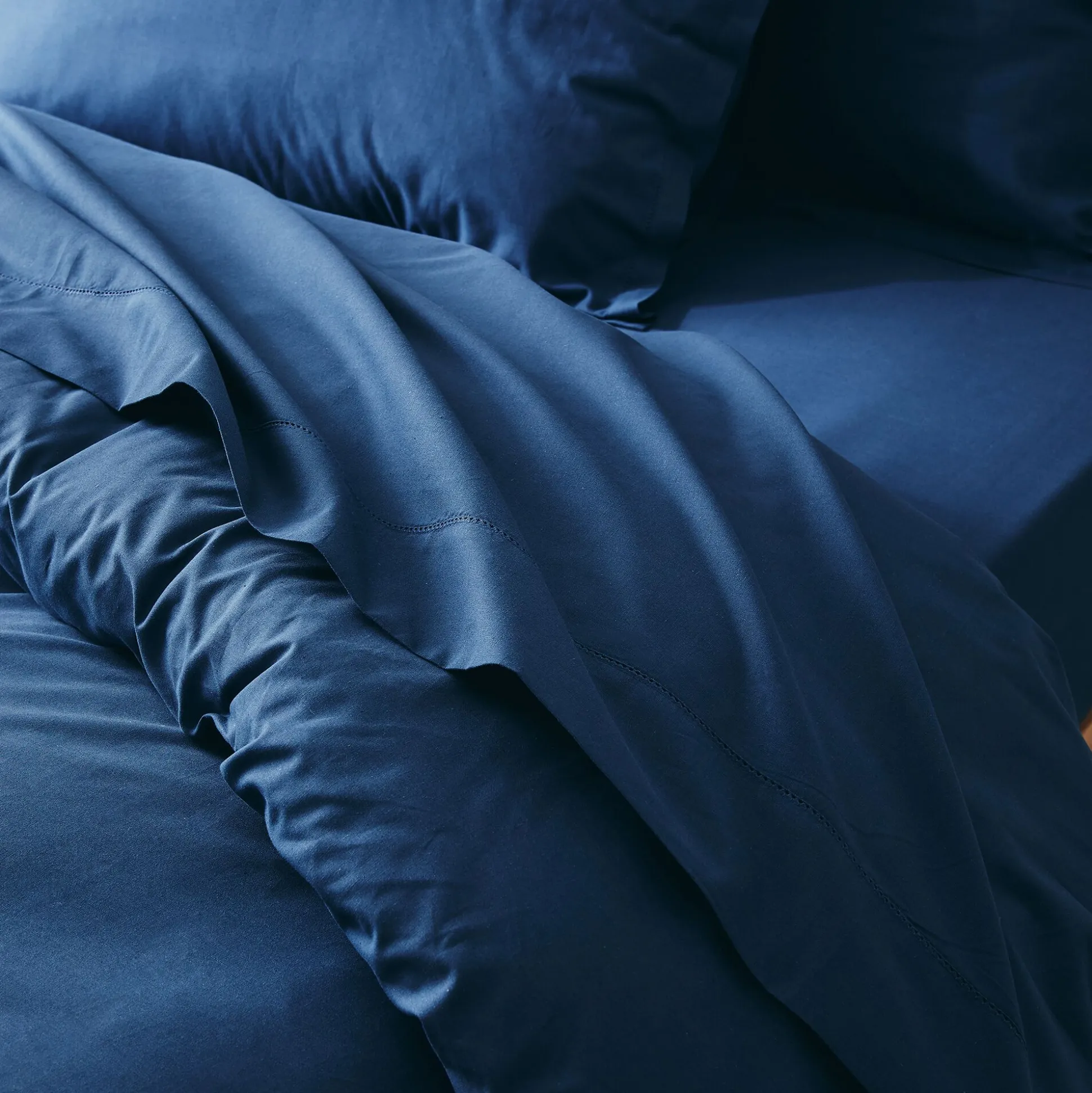 Drap plat en coton bio 270x300cm - bleu abysse