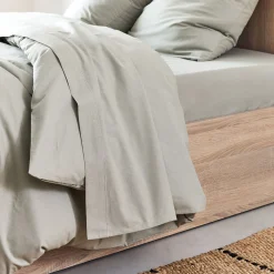Drap plat en coton 270x300cm - vert olivier