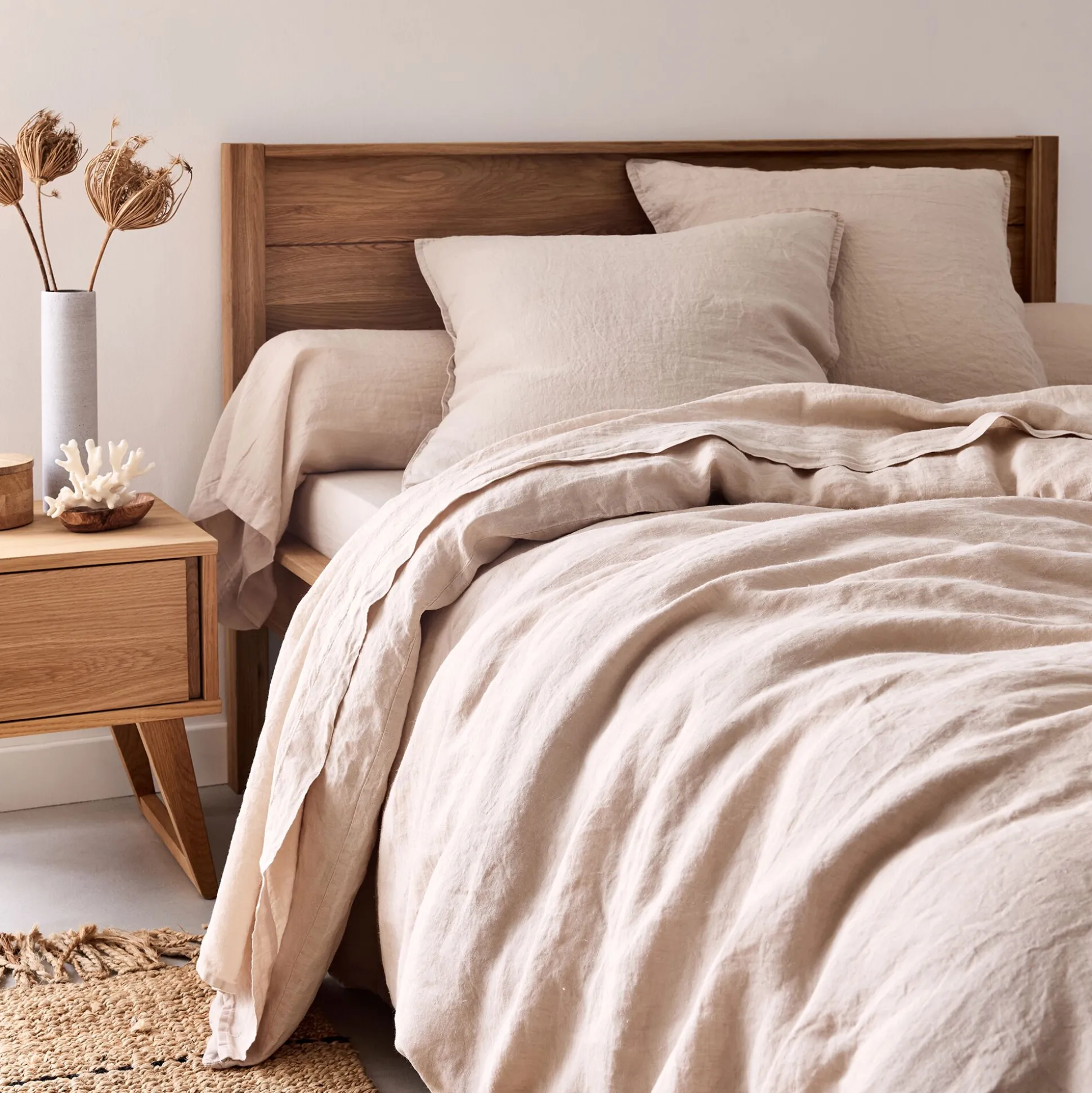 Drap plat en lin lavé 270x300cm - beige