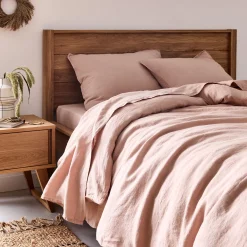 Drap plat en lin lavé 270x300cm - rose rosa