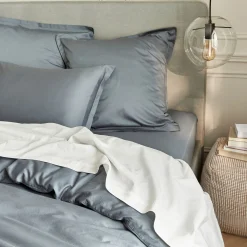 Drap plat en satin lavé 270x300cm - blanc ventoux