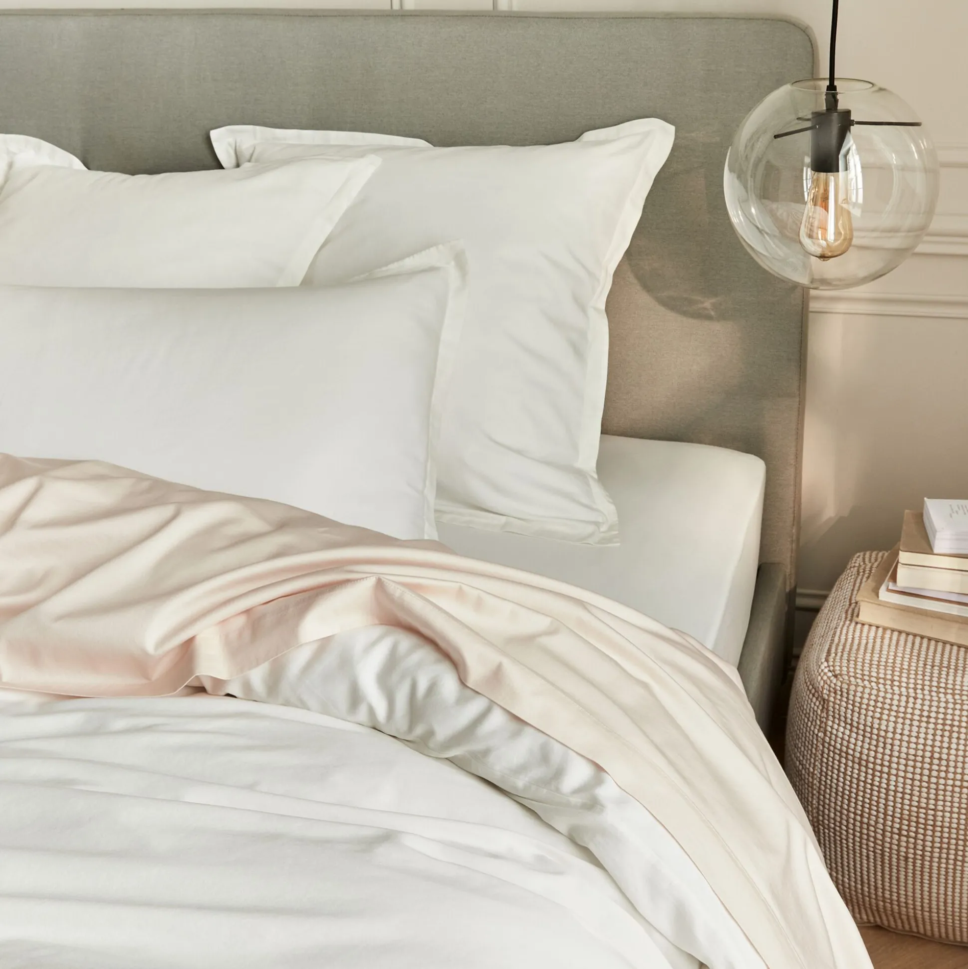 Drap plat en satin lavé 270x300cm - rose pétale