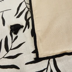 Édredon en lin et coton 100x180cm motif Aloyse - blanc et noir