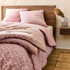 Édredon finition croquet en coton 100x180cm - rose