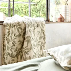 Edredon en coton motif végétal 100x180cm - beige