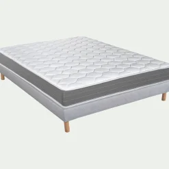 Ensemble matelas ferme à ressorts ensachés et sommier tapissier ferme - blanc