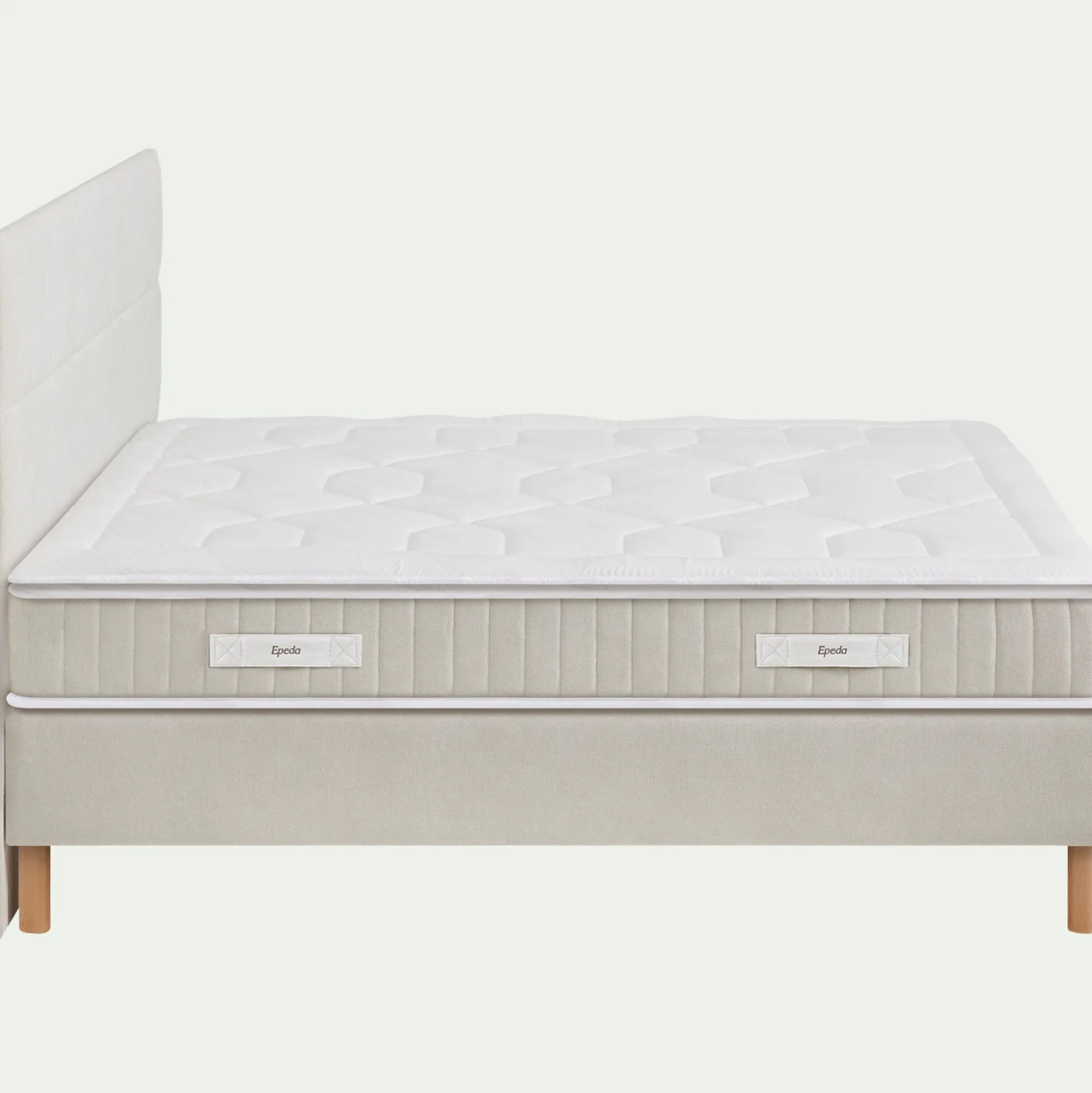 Ensemble matelas ressorts+sommier ferme Epeda H68cm 2x90x200cm - beige