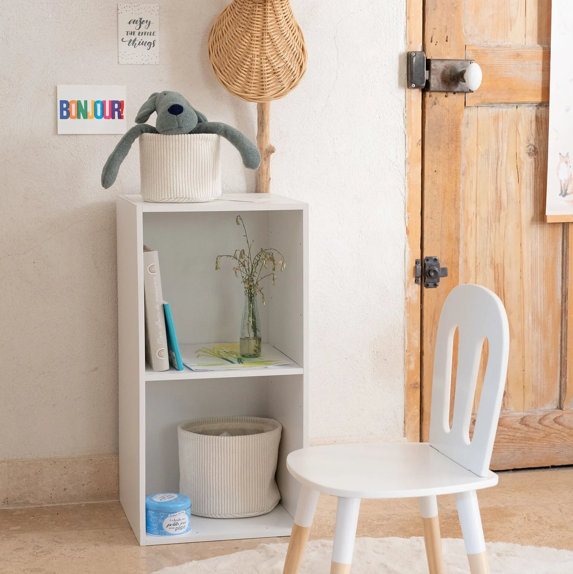 Etagère 2 cases en bois - blanc