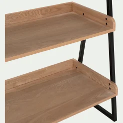 Etagère 5 tablettes plaquée frêne et métal noir - L80cm