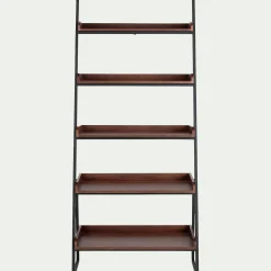 Etagère 5 tablettes plaquée noyer et métal noir - L80cm
