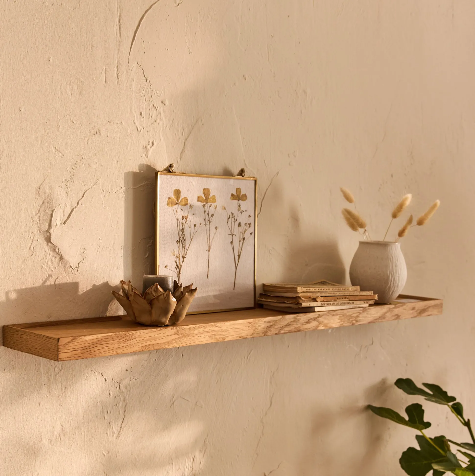 Etagère murale en bois 12x80cm - bois clair