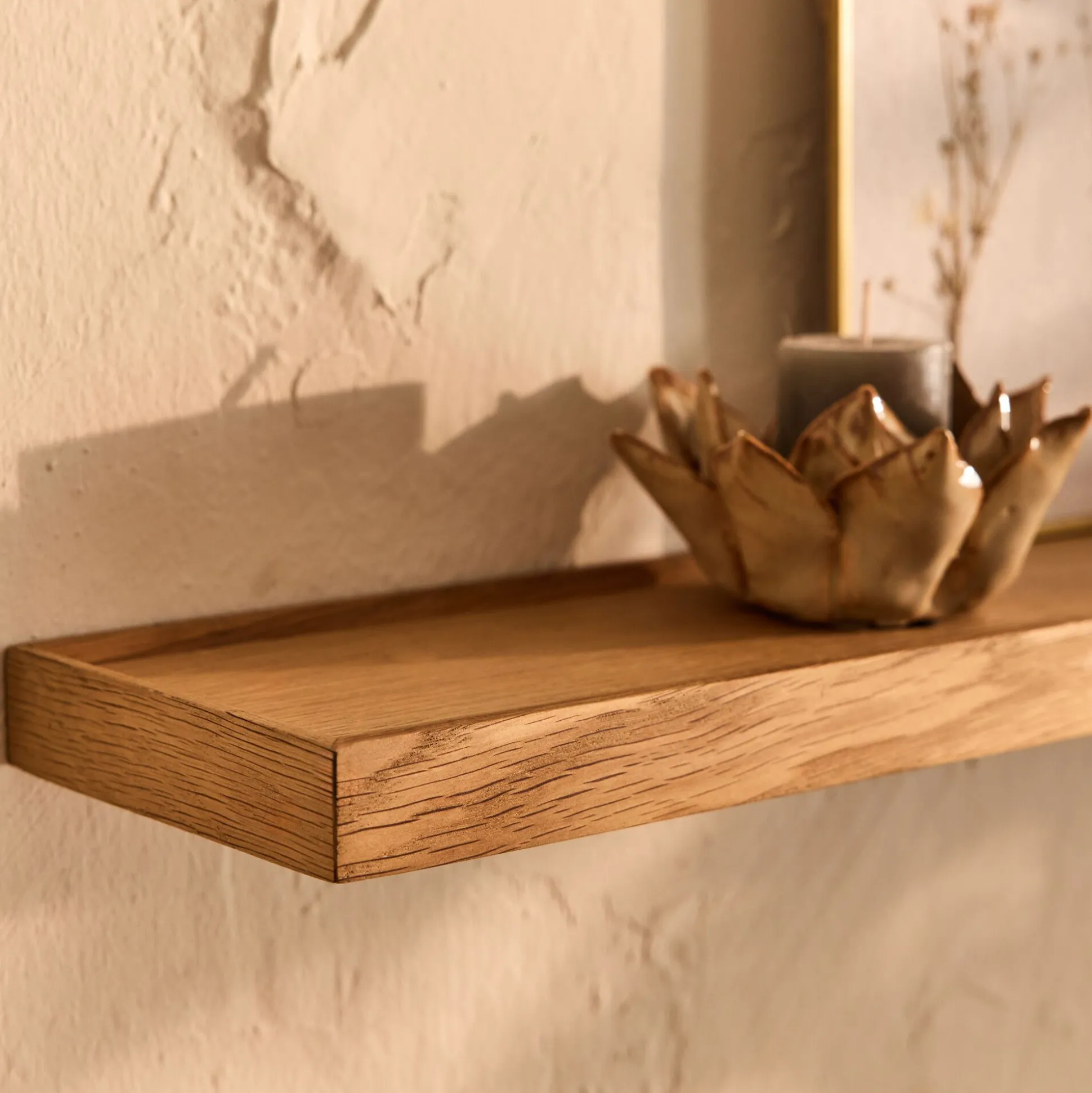 Etagère murale en bois 12x80cm - bois clair