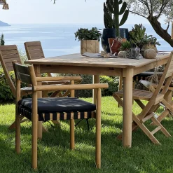 Fauteuil de jardin à sangles en teck - bois clair