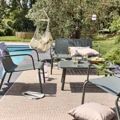Fauteuil de jardin aluminium avec accoudoirs vert cèdre