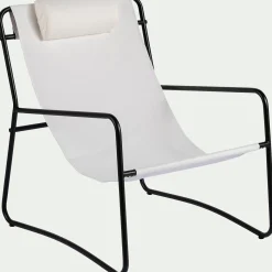 Fauteuil de jardin en acier et coton - blanc