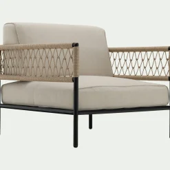 Fauteuil de jardin en acier et corde - beige