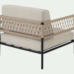 Fauteuil de jardin en acier et corde - beige