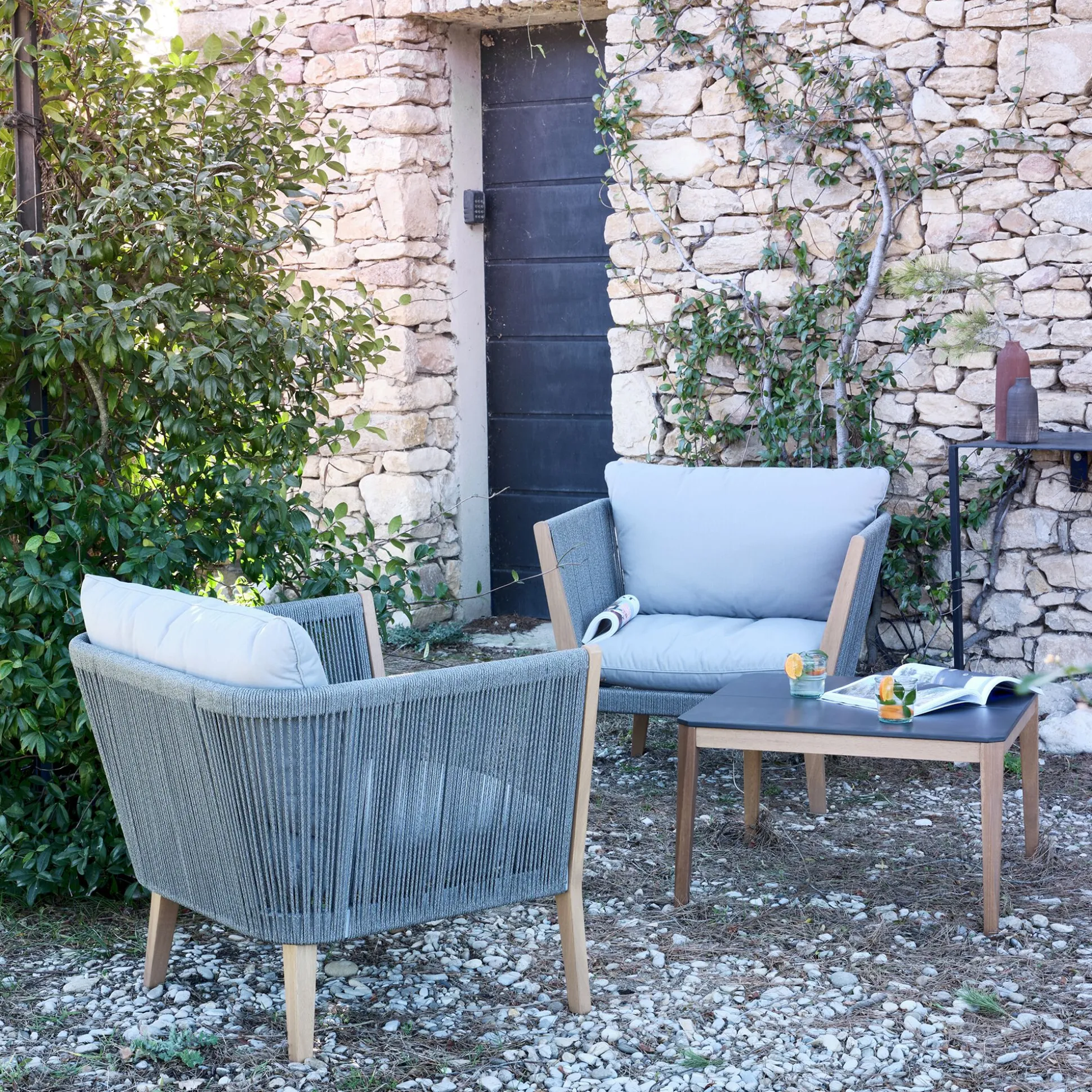 Fauteuil de jardin en cordes - gris vésuve