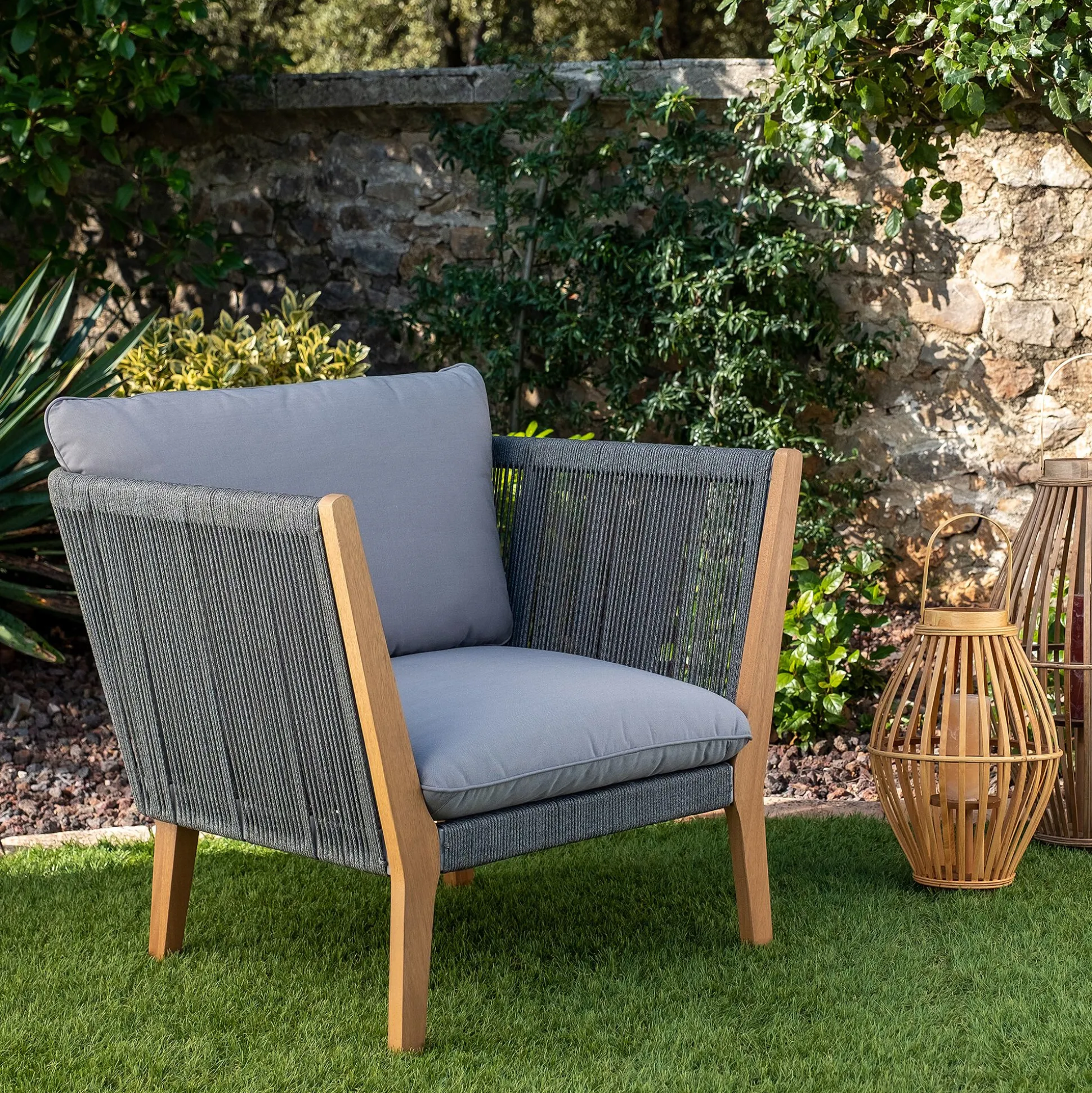 Fauteuil de jardin en cordes - gris vésuve