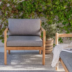 Fauteuil de jardin en teck recyclé - gris