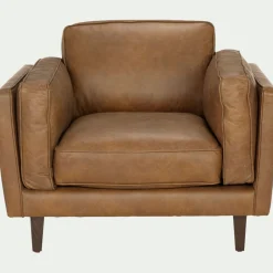Fauteuil en cuir de vachette - marron